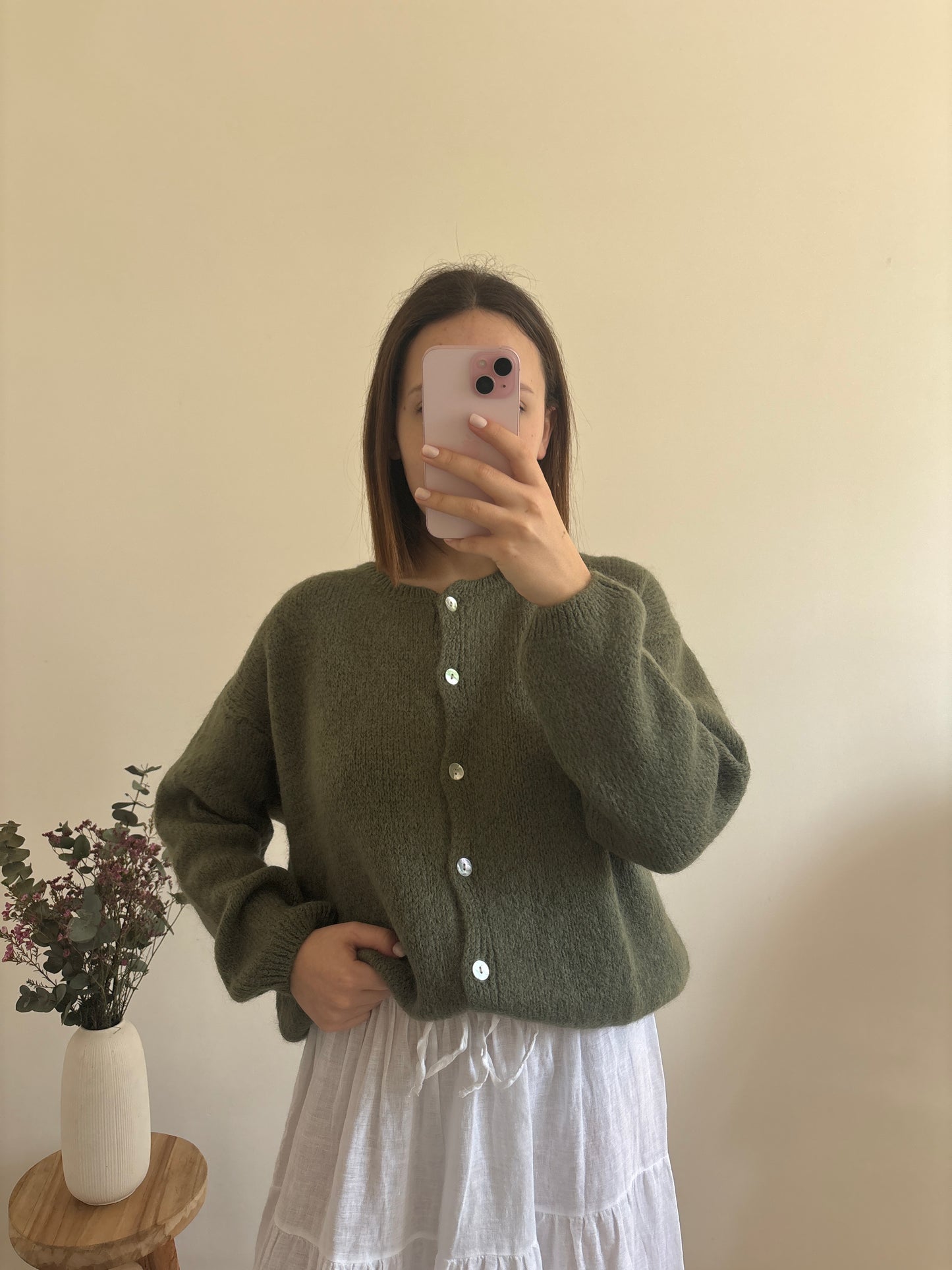 Zoé khaki cardigan
