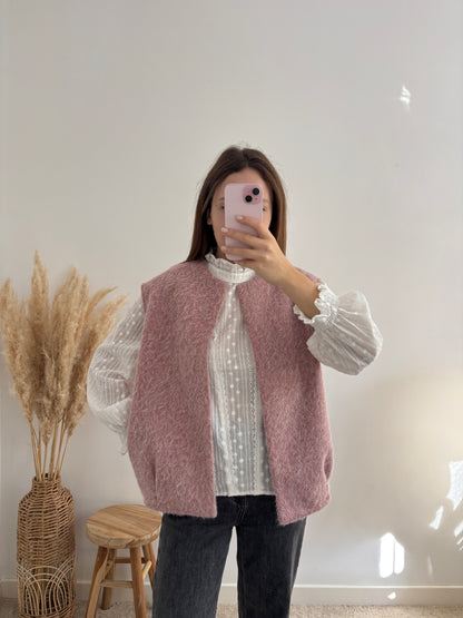 Gilet Célia rose