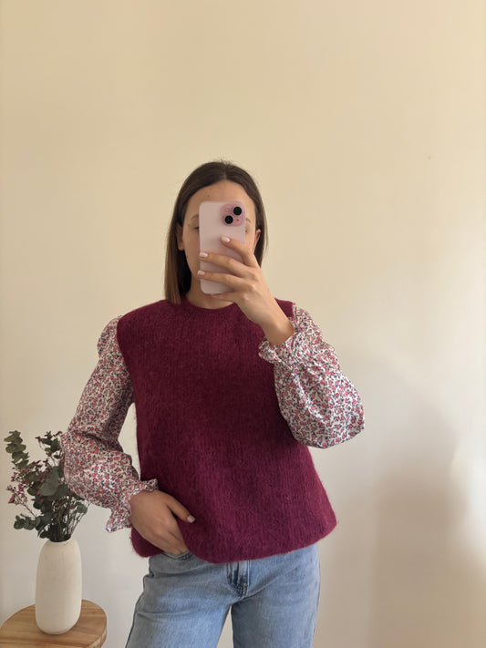 Pull Fleurine bordeaux