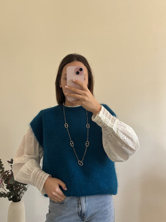 Pull Laure bleu pavone