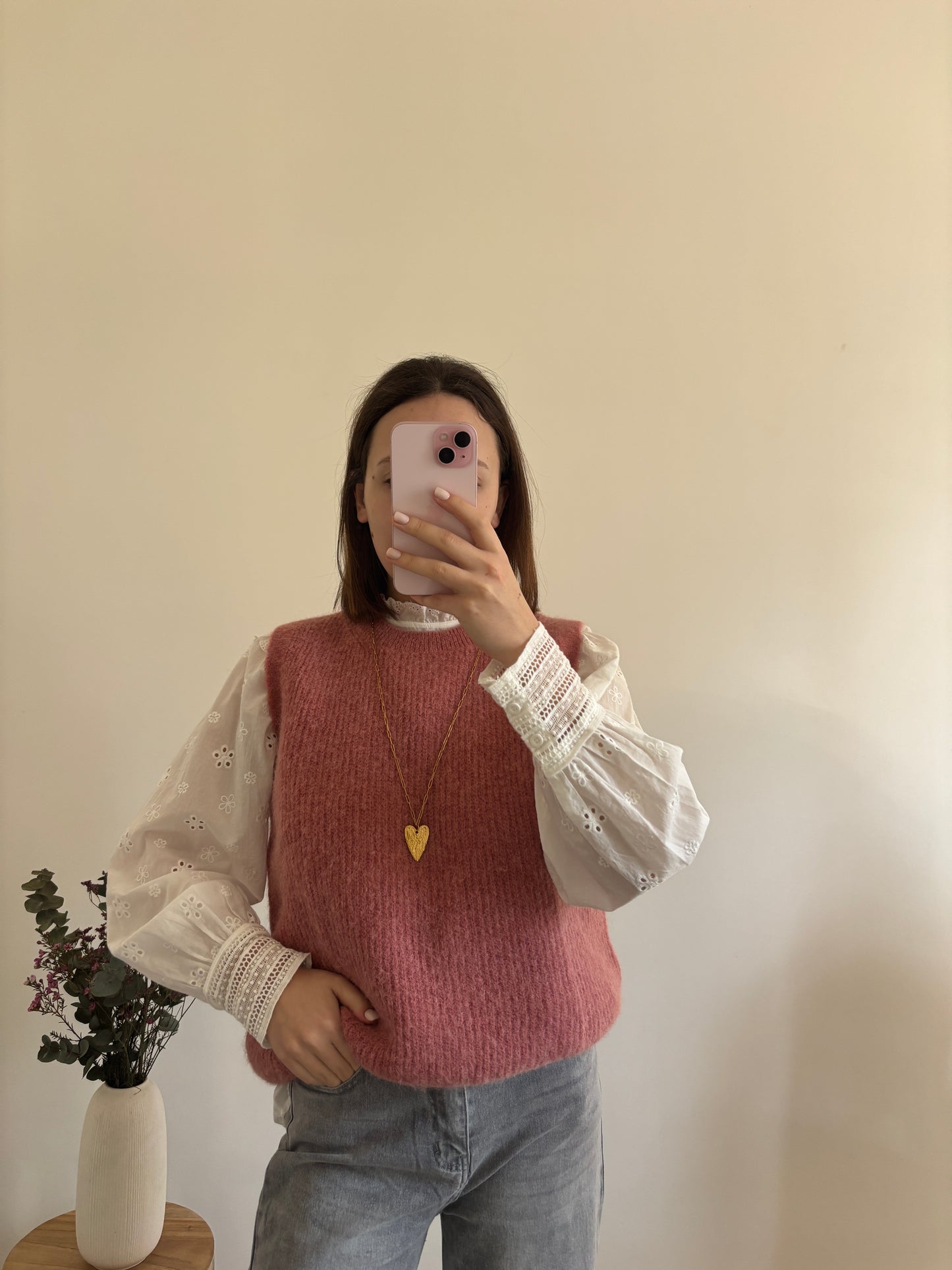 Pull Fleurine vieux rose