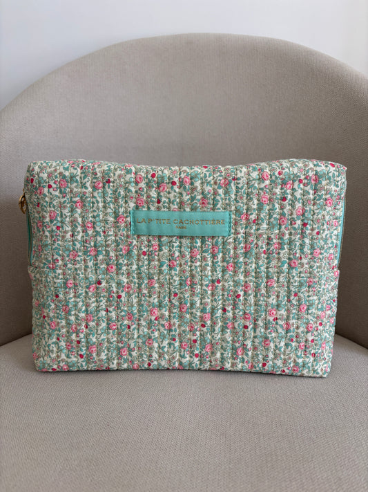 Groen etui met bloemenprint