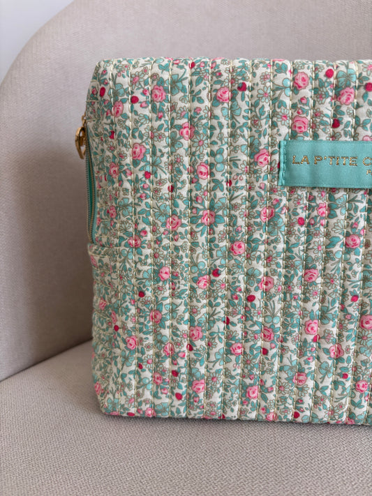 Groen etui met bloemenprint
