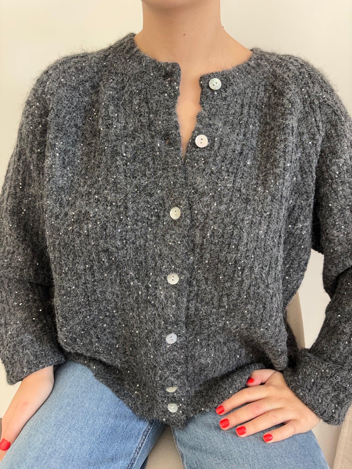 Cardigan à paillettes ( Réassort prévu )