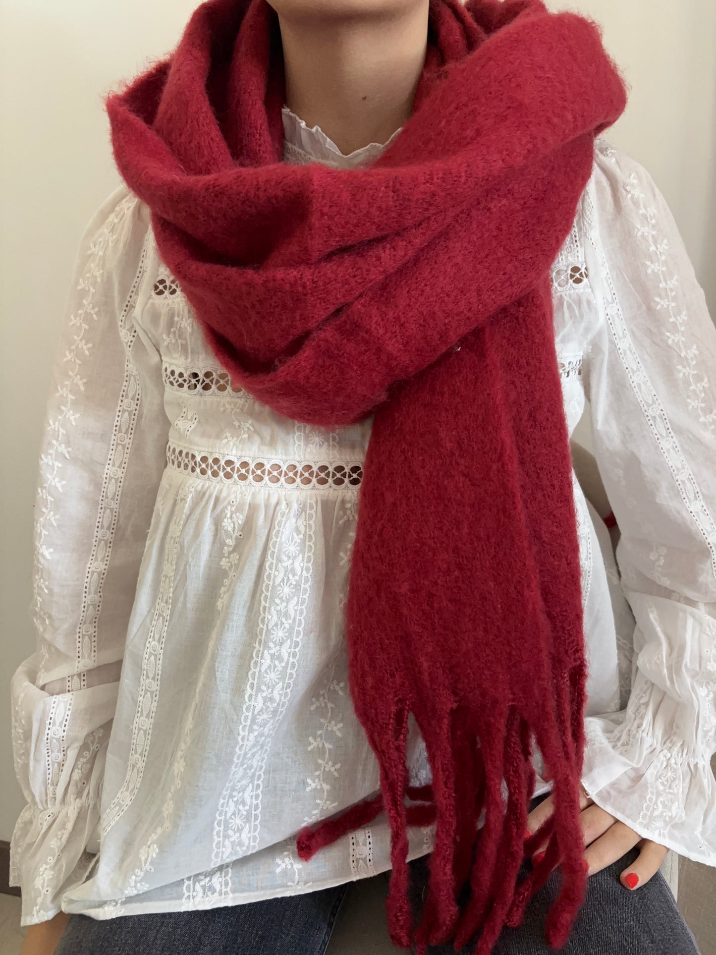 Line scarf, burgundy