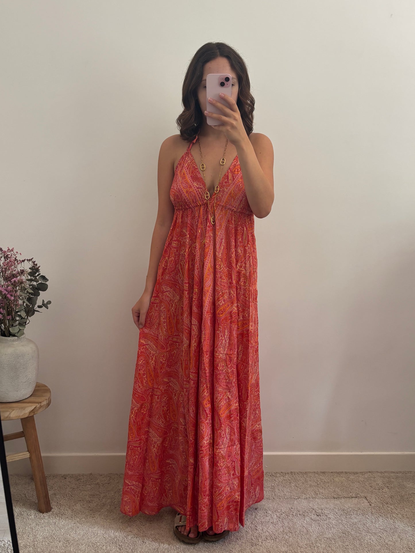 Robe bohème dos nu orange