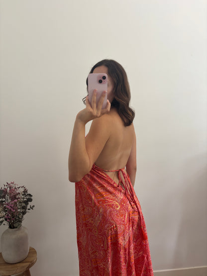 Robe bohème dos nu orange