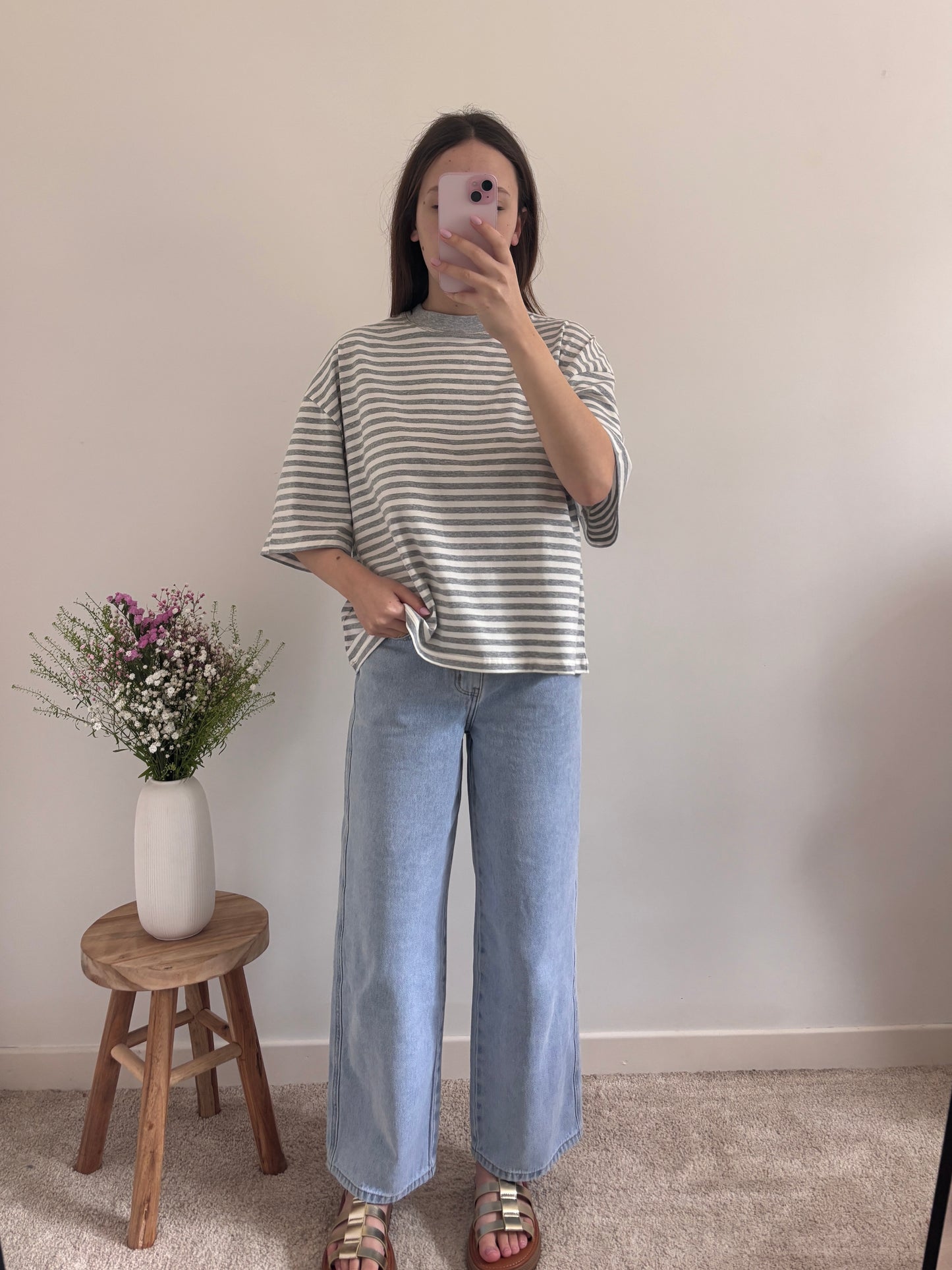 Ayla grey/white striped T-shirt