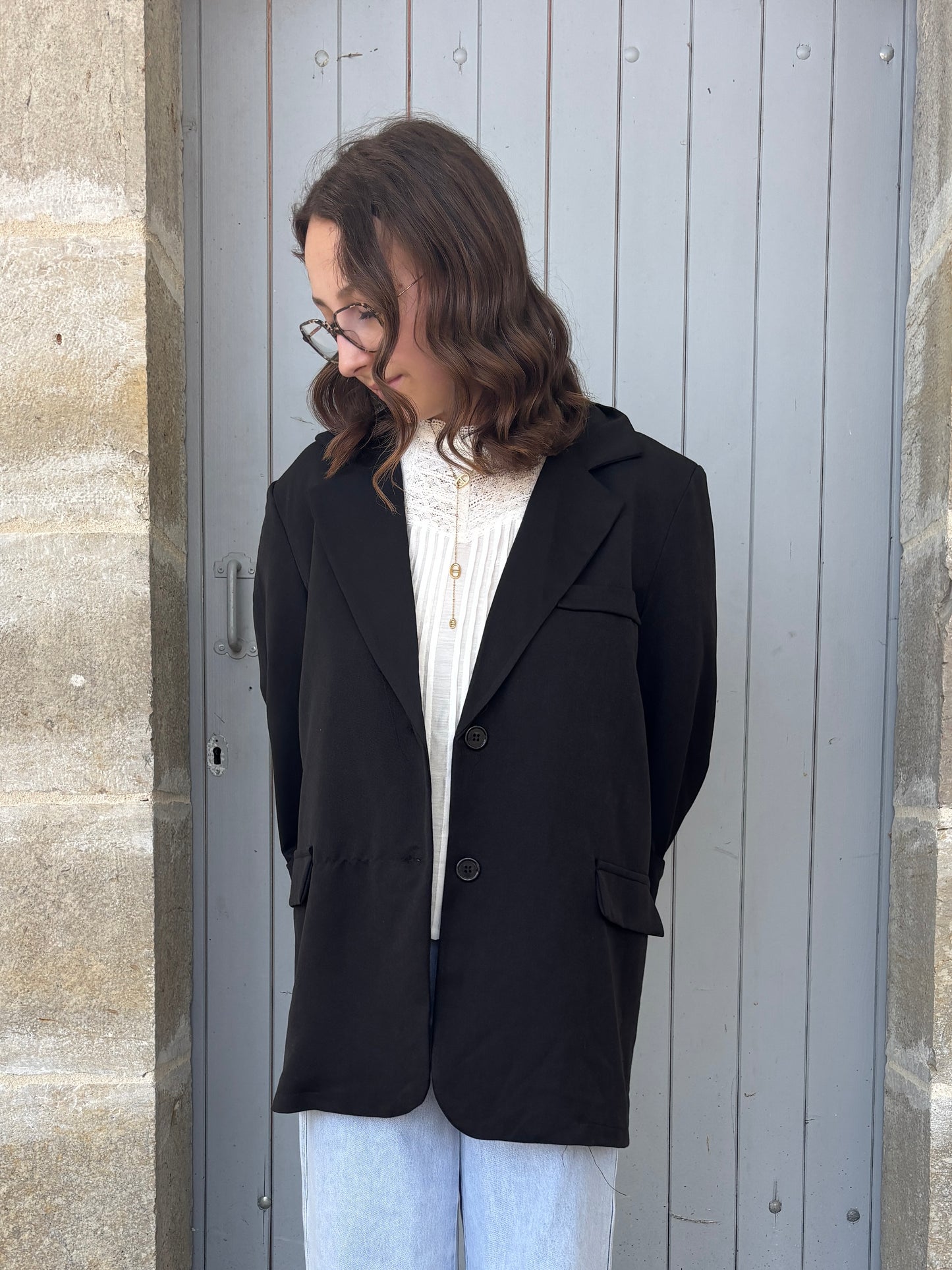 Blazer dos asymétrique noir