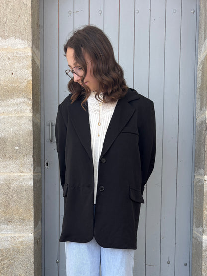 Blazer dos asymétrique noir