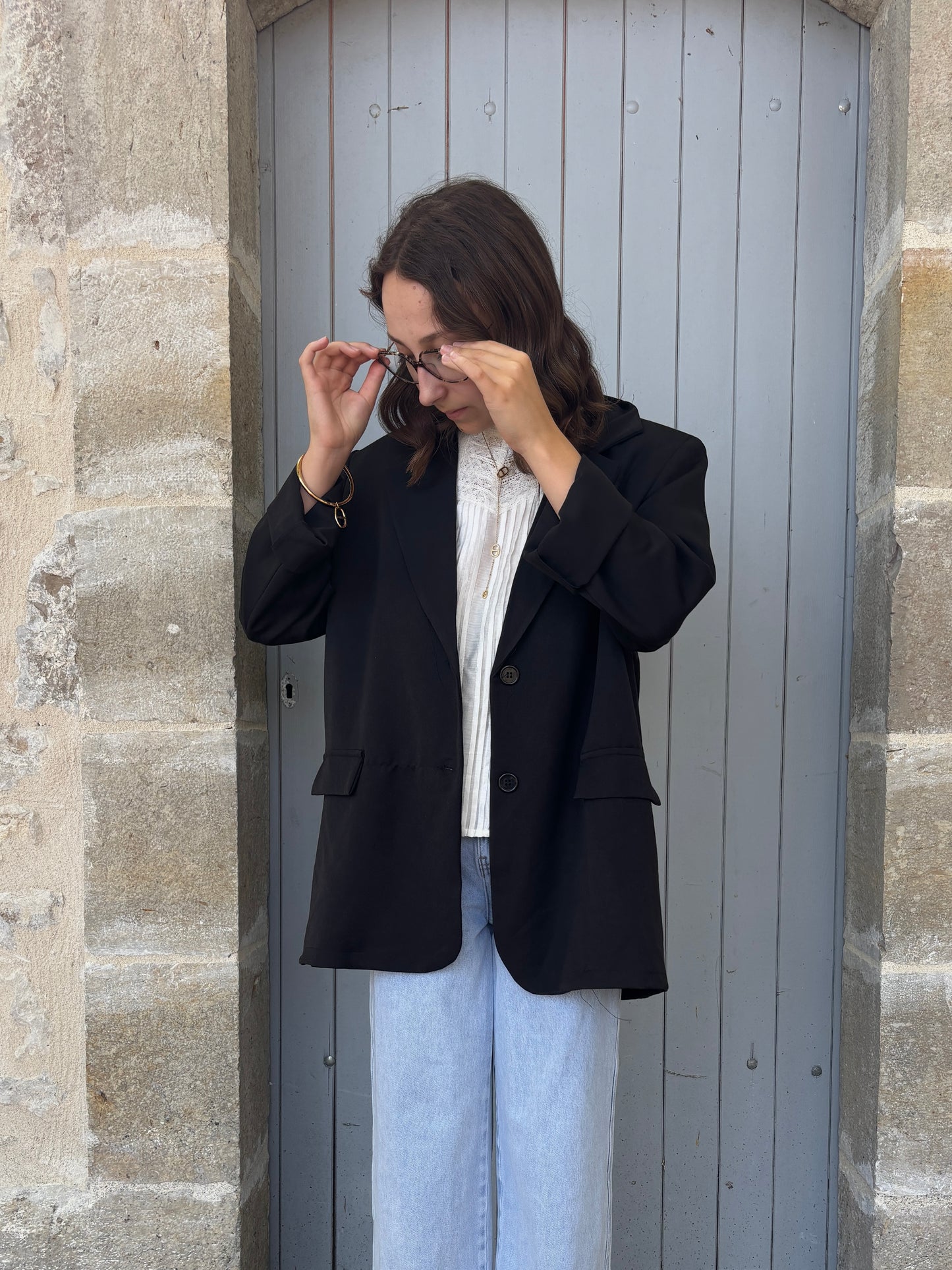 Blazer dos asymétrique noir