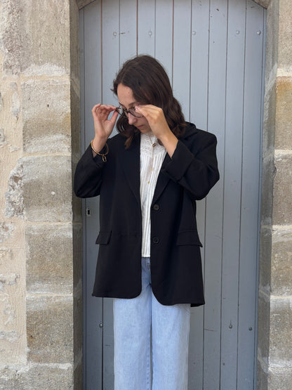 Blazer dos asymétrique noir