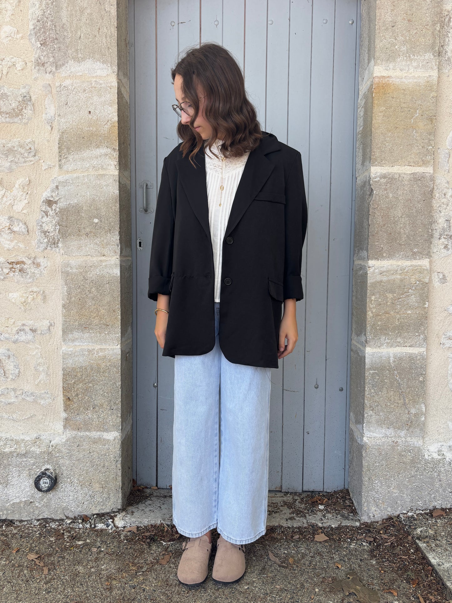 Blazer dos asymétrique noir