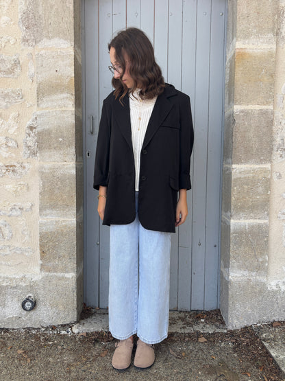 Blazer dos asymétrique noir