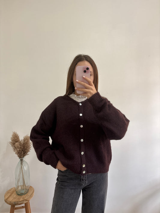 Cardigan Léa prune