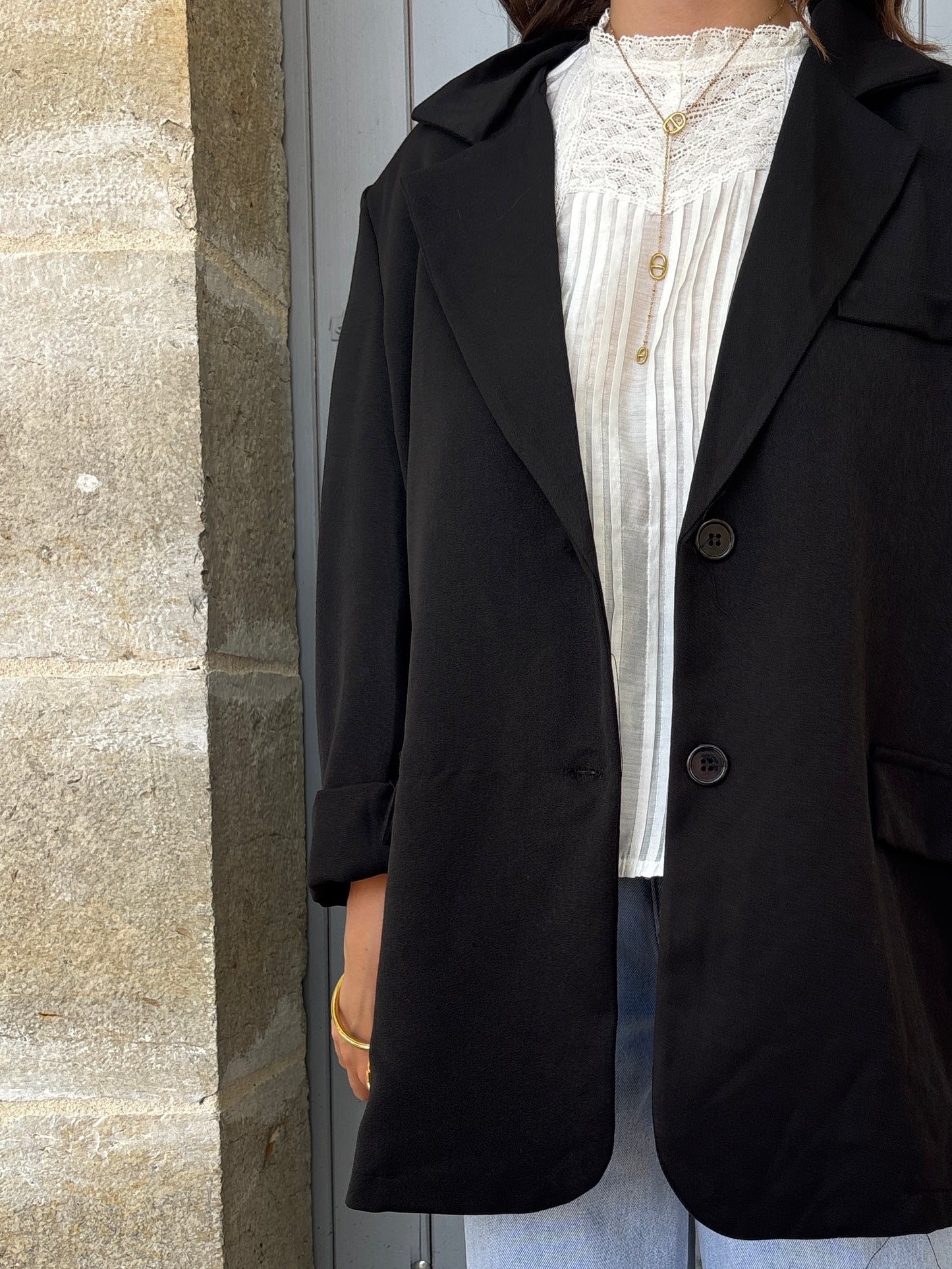 Blazer dos asymétrique noir